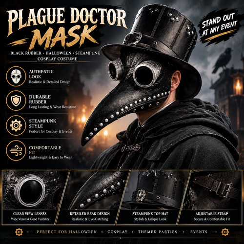 Plague doctor mask black - mask,