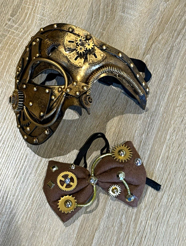 Steampunk bronze half face - steampunk,