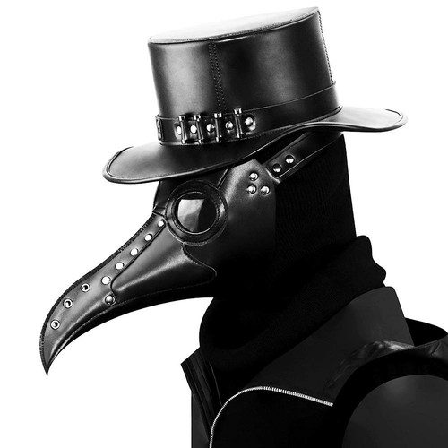 Black leather plague doctor - black,